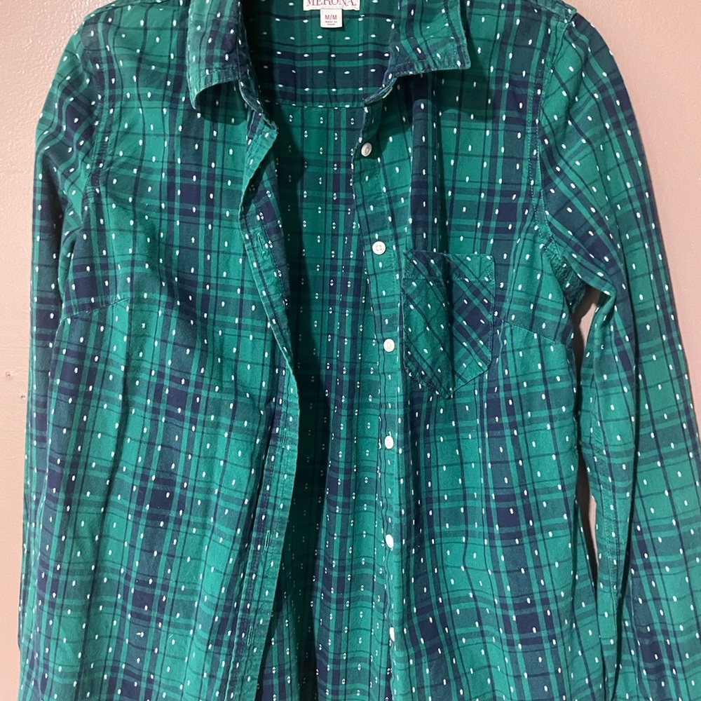 Women’s M deep Blue and Green Plaid